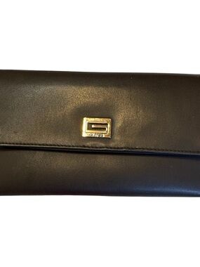 GUESS brown Leather Clutch with Gold Hardware